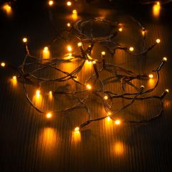  Valoketju 40 LED – meripihka, musta johto, 3,9 m